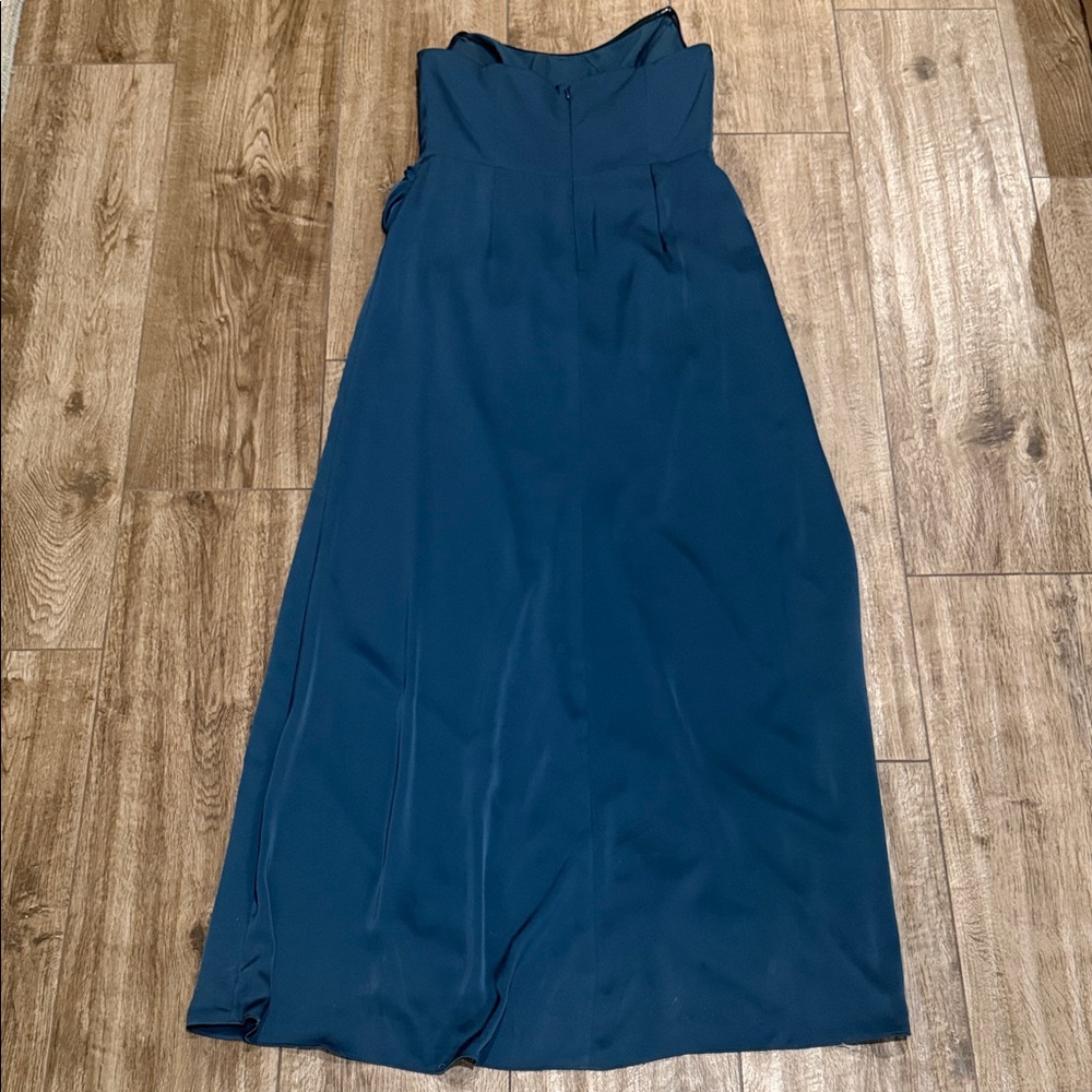 Birds Grey Anne Dress Dark Teal Strapless Bridesmaid Dress Sz Lg - Picture 6 of 8